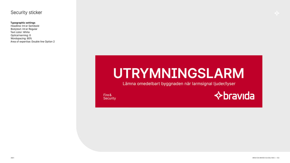 Security sticker specifies Inter Semibold headlines and Inter Regular body