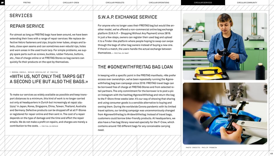 Repair, S.W.A.P. exchange, and bag‑loan programs