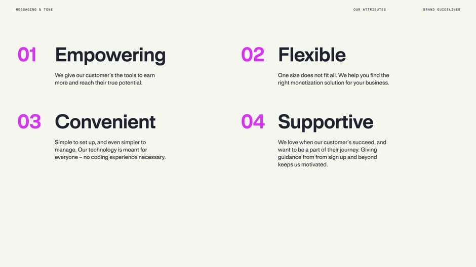 Messaging attributes: Empowering, Flexible, Convenient, Supportive