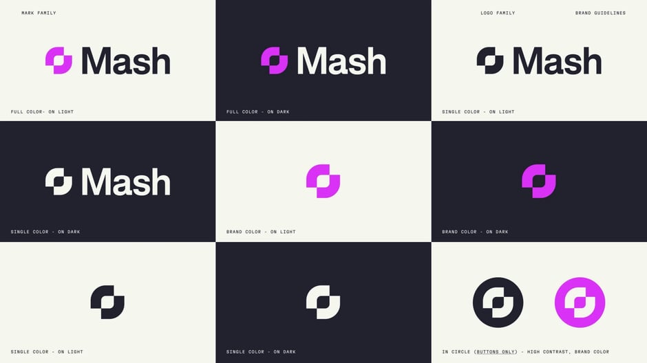 Logo family: full-color, single-color, and button variants
