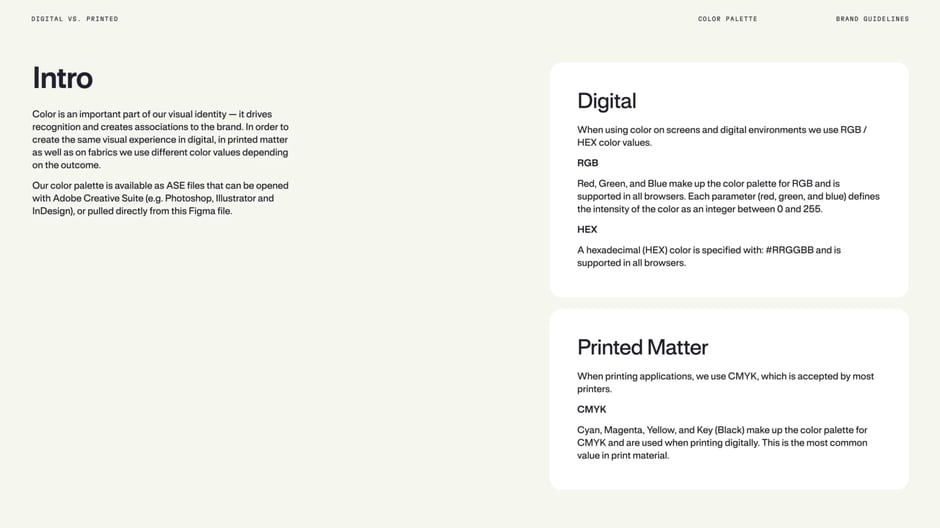 Digital vs. printed color values