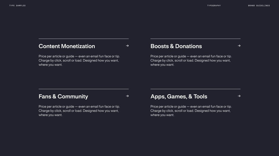 Type samples: content monetization & community
