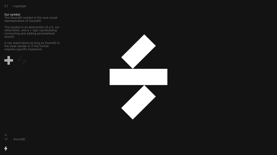 Describes the symbol as an abstraction of an 'S' combined