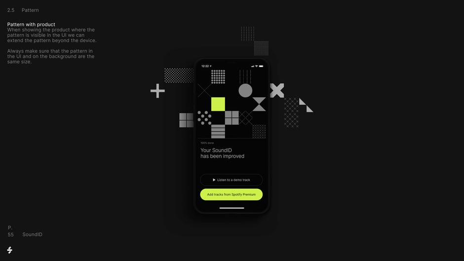 Extend the pattern beyond the device in product shots