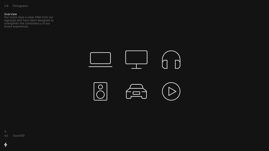 Explains that pictograms share a clear DNA with the logotype