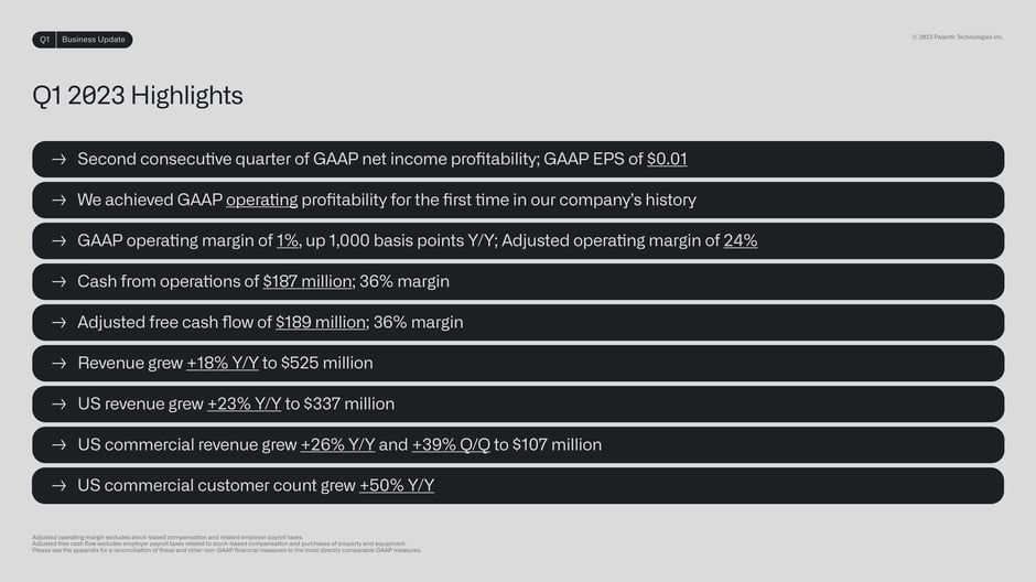 Palantir Q1 2023 Business Update — slide preview 3