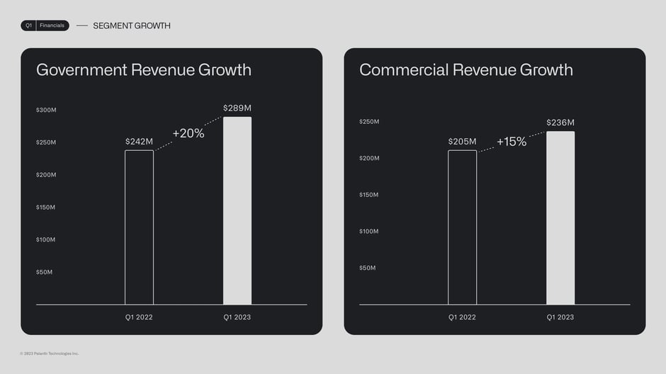 Segment revenue growth: government vs. commercial