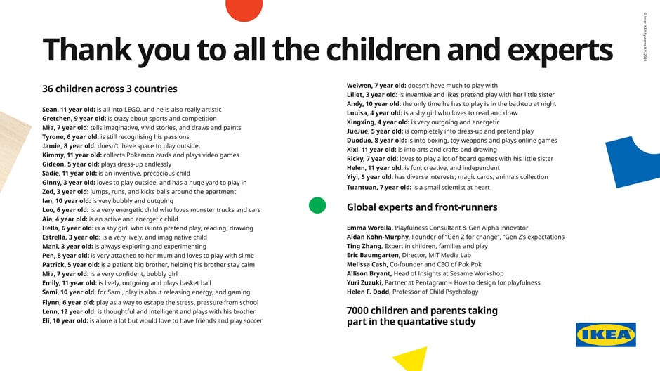 Thank you to all the children and experts