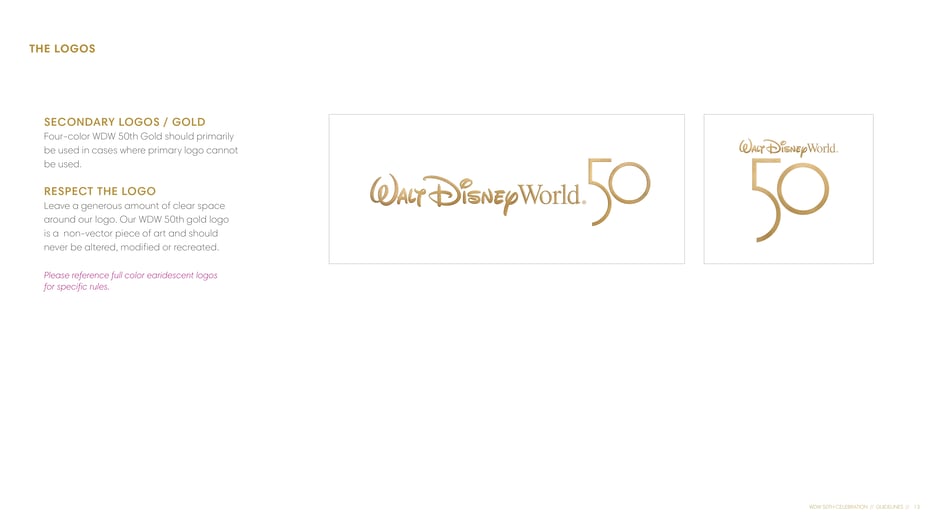 Secondary logos: WDW 50th gold lockups