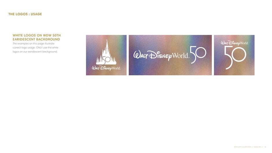 White logos on WDW 50th earidescent