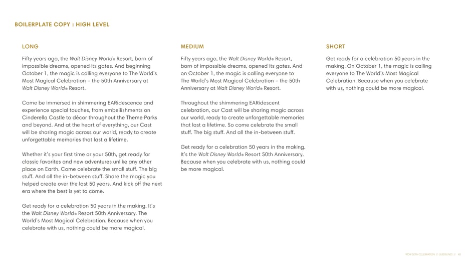Boilerplate copy: long, medium, short