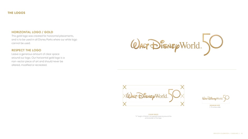Horizontal gold logo: clear space & minimum size