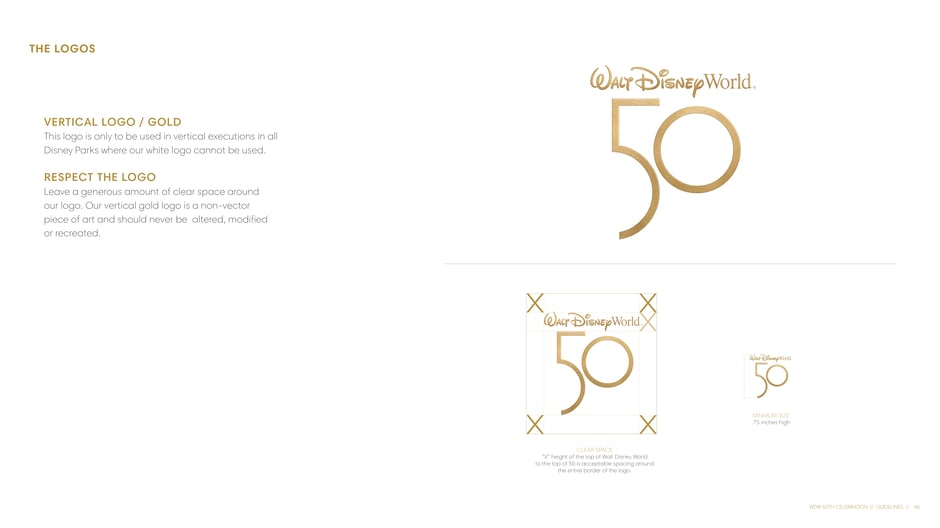 Vertical gold logo: clear space & minimum size