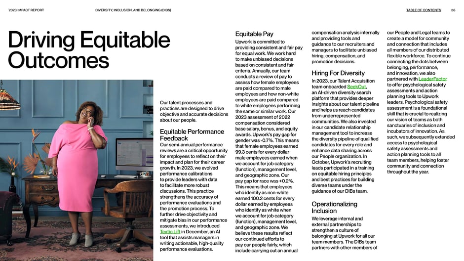 Upwork describes practices for equitable performance feedback and pay