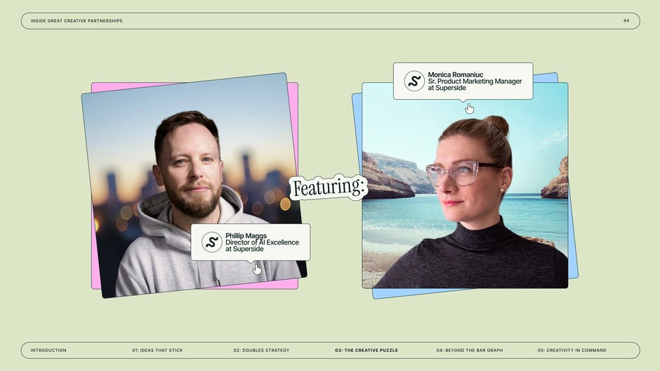 Profiles Phillip Maggs (Director of AI Excellence) and Monica Romaniuc
