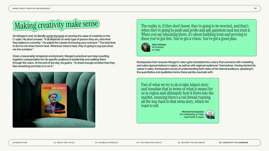 Making creativity make sense to leadership