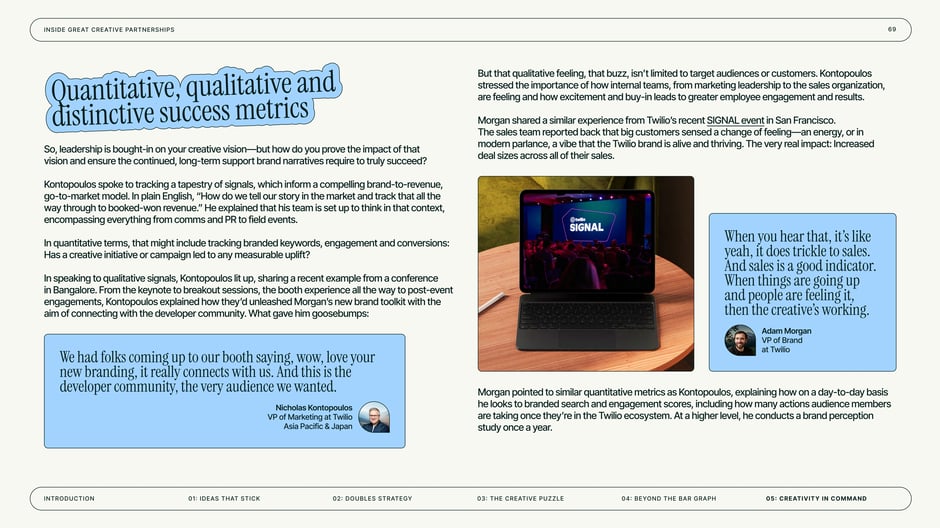 Quantitative, qualitative and distinctive success metrics