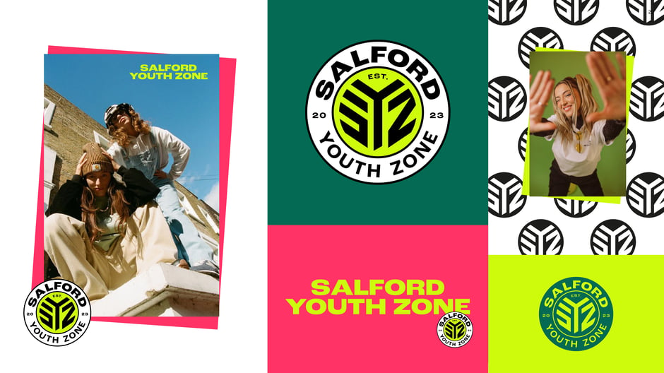 Salford Youth Zone logo lockups and imagery