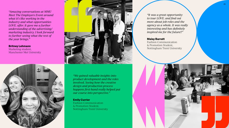 Student testimonials from university engagement