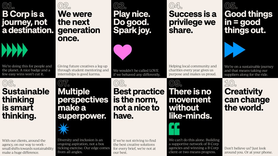 Ten B Corp principles