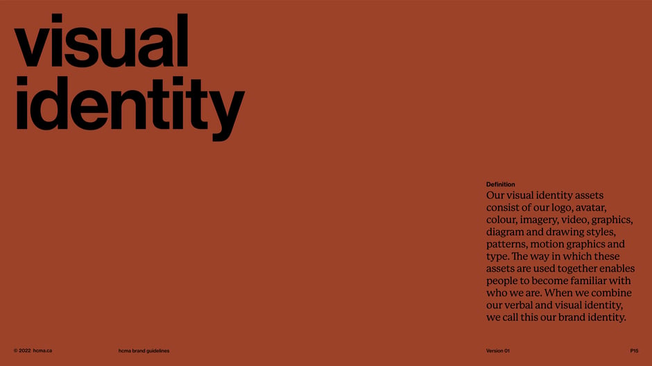Defines the visual identity assets:logo, avatar, colour, imagery, video, graphics