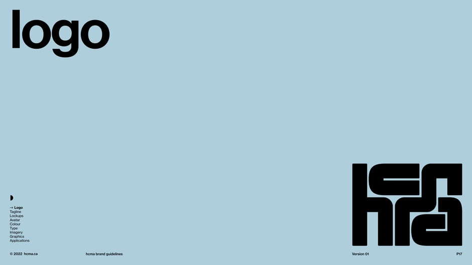 Introduces the HCMA logomark and signals the start of detailed