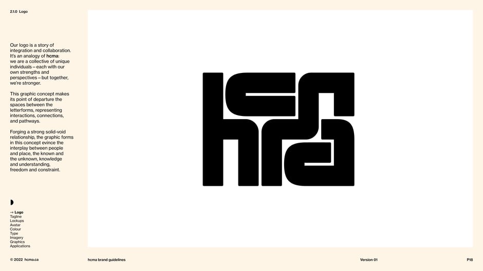 Explains the logo as an analogy of integration and collaboration