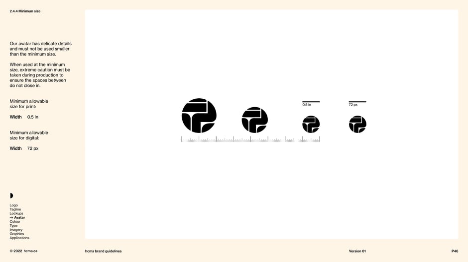 Minimum allowable sizes: print width 0.5 in and digital width