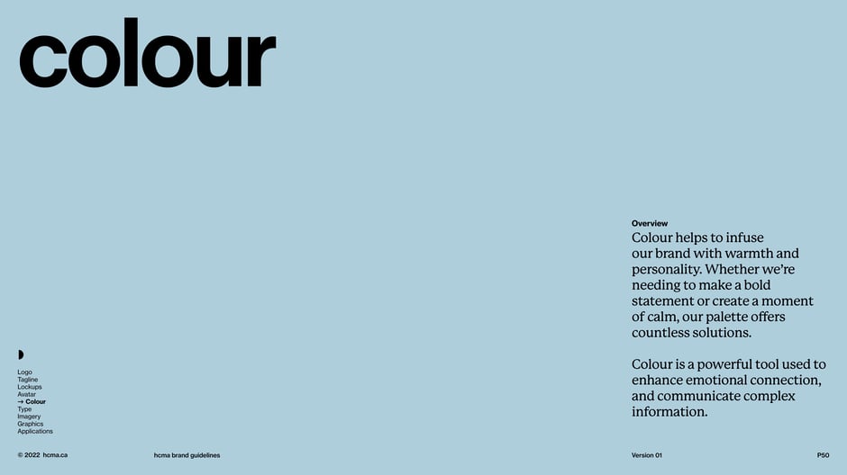 HCMA colour overview: the palette infuses the brand with warmth