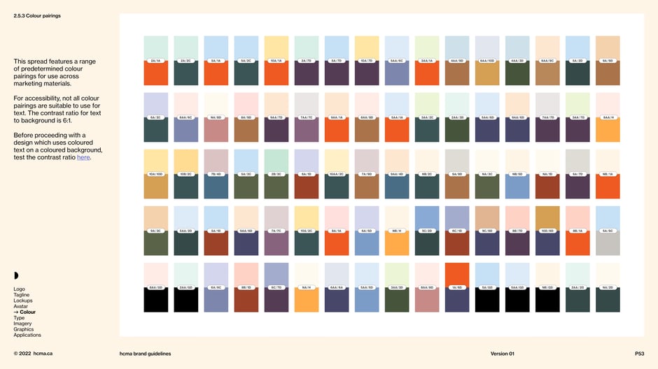 Predetermined colour pairings for marketing