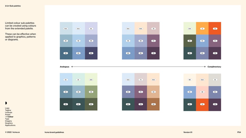 Sub‑palettes: analogous and complementary sets