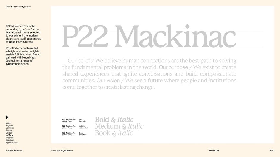 Secondary typeface: P22 Mackinac Pro