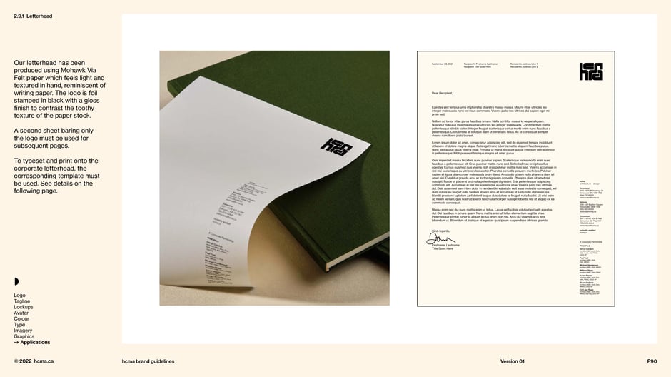 Letterhead: Mohawk Via Felt and foil-stamped logo