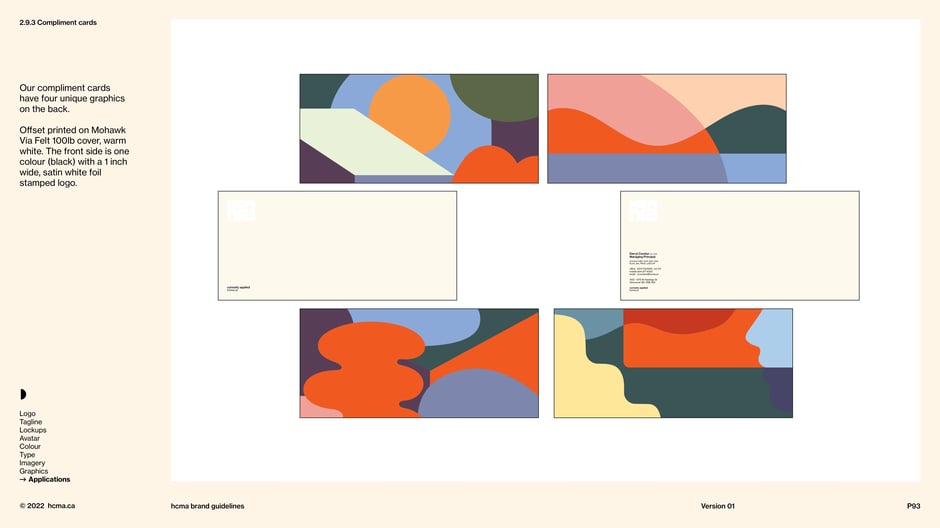 Compliment cards with four unique back graphics