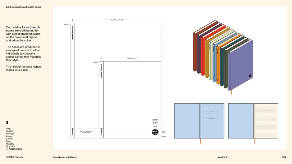 Cloth-bound notebooks and sketch books with ribbon