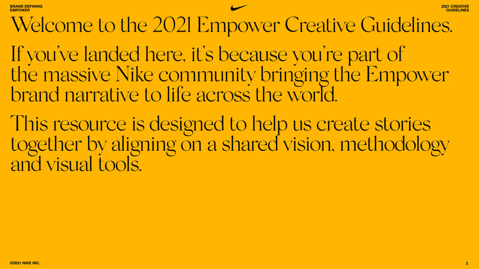 Nike Empower Creative Guidelines 2021 — slide preview 2