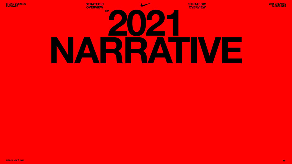 Introductory page signaling the deck's narrative shift for 2021