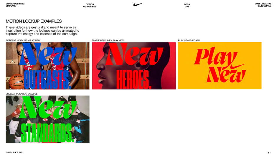 Motion lockup examples demonstrating animated headline and 'Play New' treatments