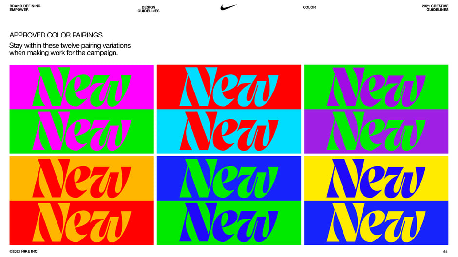 Presents twelve approved pairing variations to be used for campaign