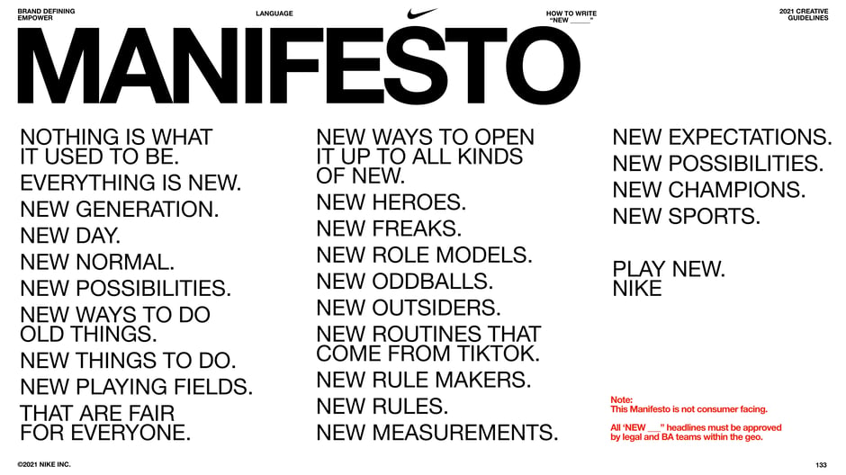 Manifesto: the breadth of 'New' statements