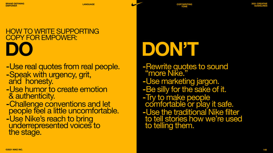 How to write supporting copy for Empower: Do / Don't
