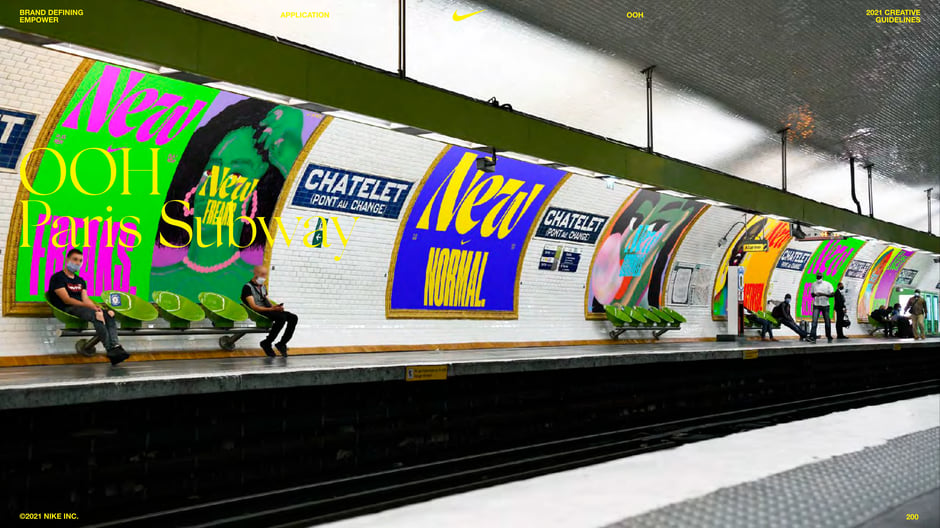 Continuous poster wrap across a platform that alternates headlines