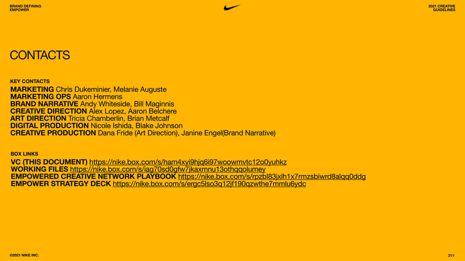 Contacts: key team and shared Box links