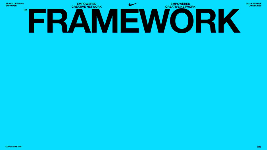 Introduces the Empowered Creative Network framework that organizes how Nike