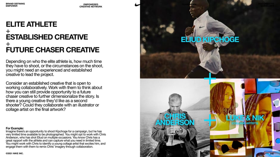 Elite athlete + Established creative + Future chaser creative