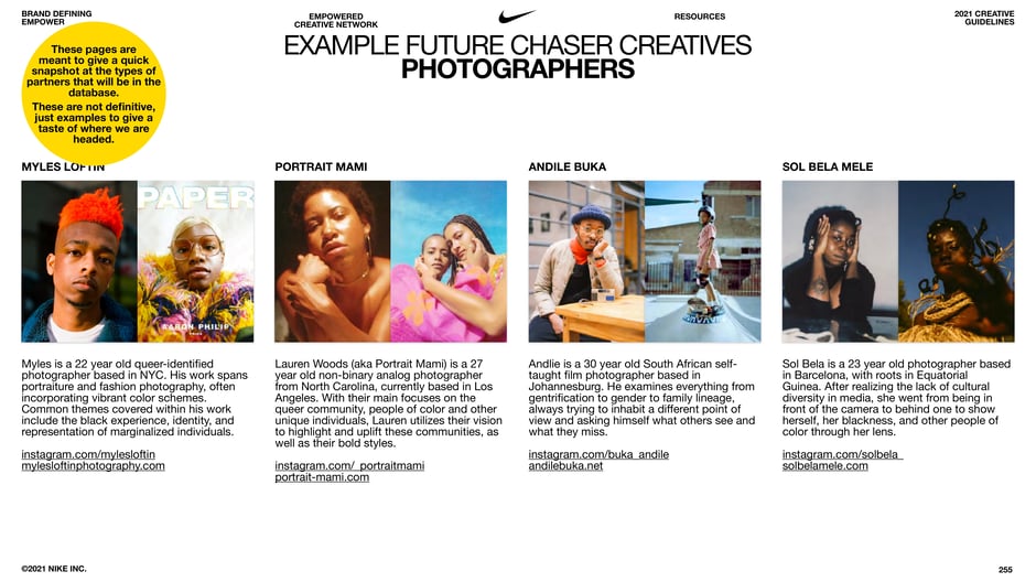 Example Future Chaser Creatives: Photographers