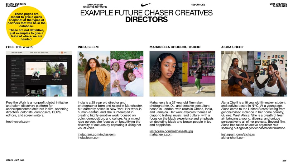 Example Future Chaser Creatives: Directors
