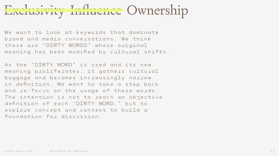 Protein Agency: Ownership (Dirty Words #3) 2022 — slide preview 3