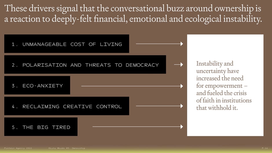 Drivers signal ownership is a reaction to instability