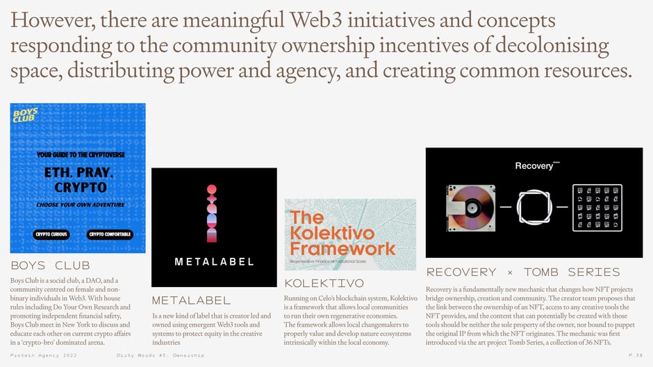 Web3 initiatives responding to community ownership incentives